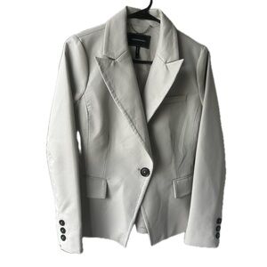 Women's Ivory Faux Leather Blazer